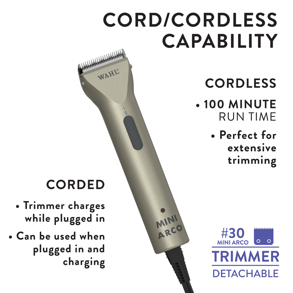 Wahl Mini Arco Trimmer - Cordless Infographic
