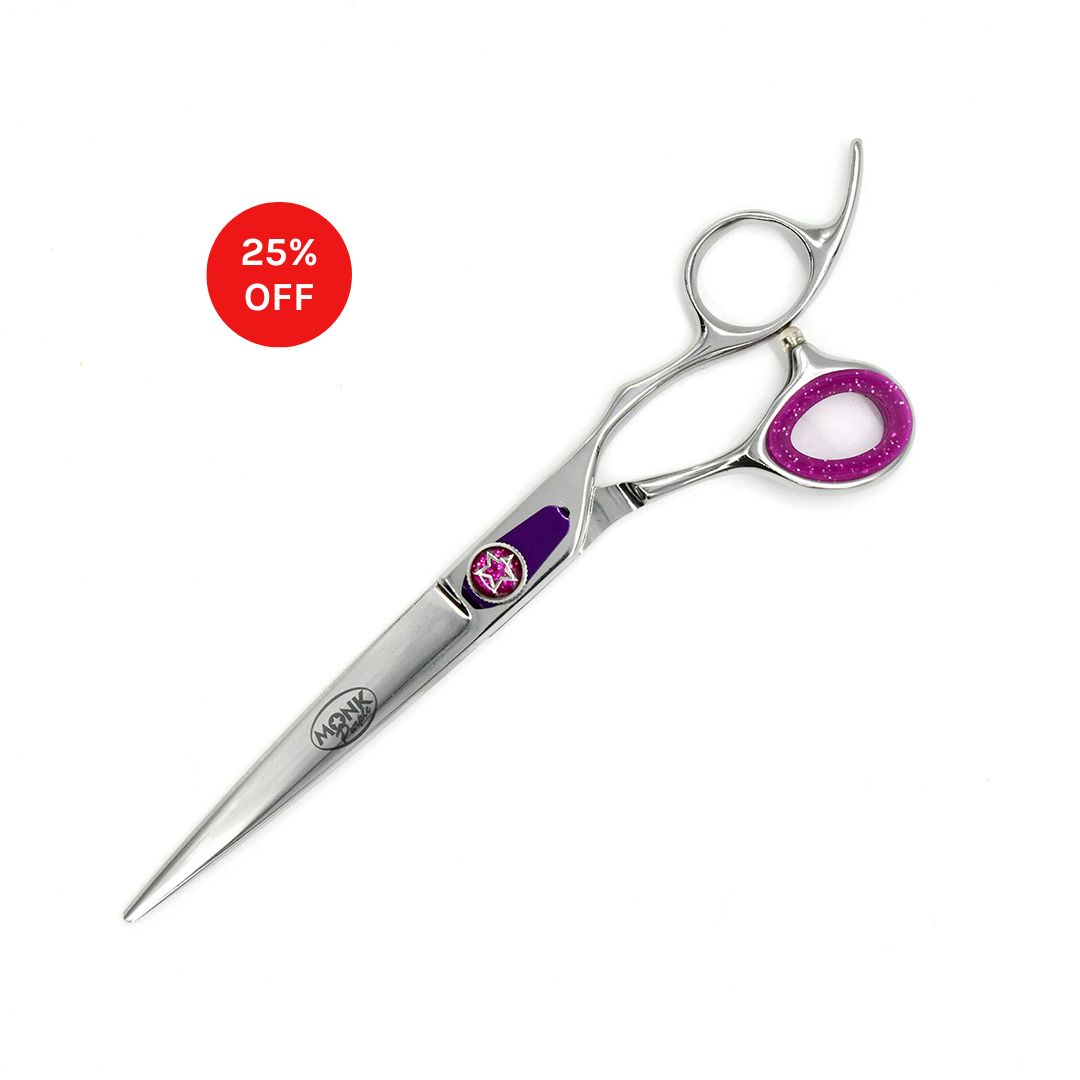 Closed view of Monk Purple 7.5" Straight Shear with 25% off sale badge