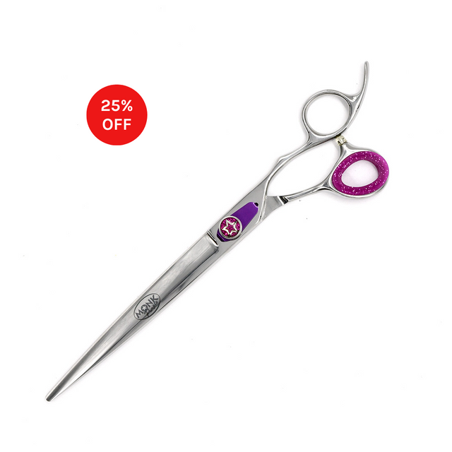 Closed view of Monk Purple 8.5" Straight Shear with 25% off sale badge