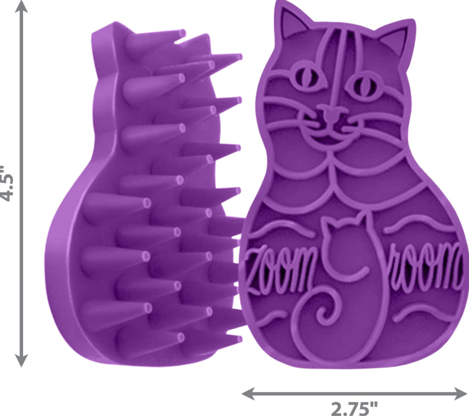KONG Cat ZoomGroom Rubber Brush, Purple Measurements