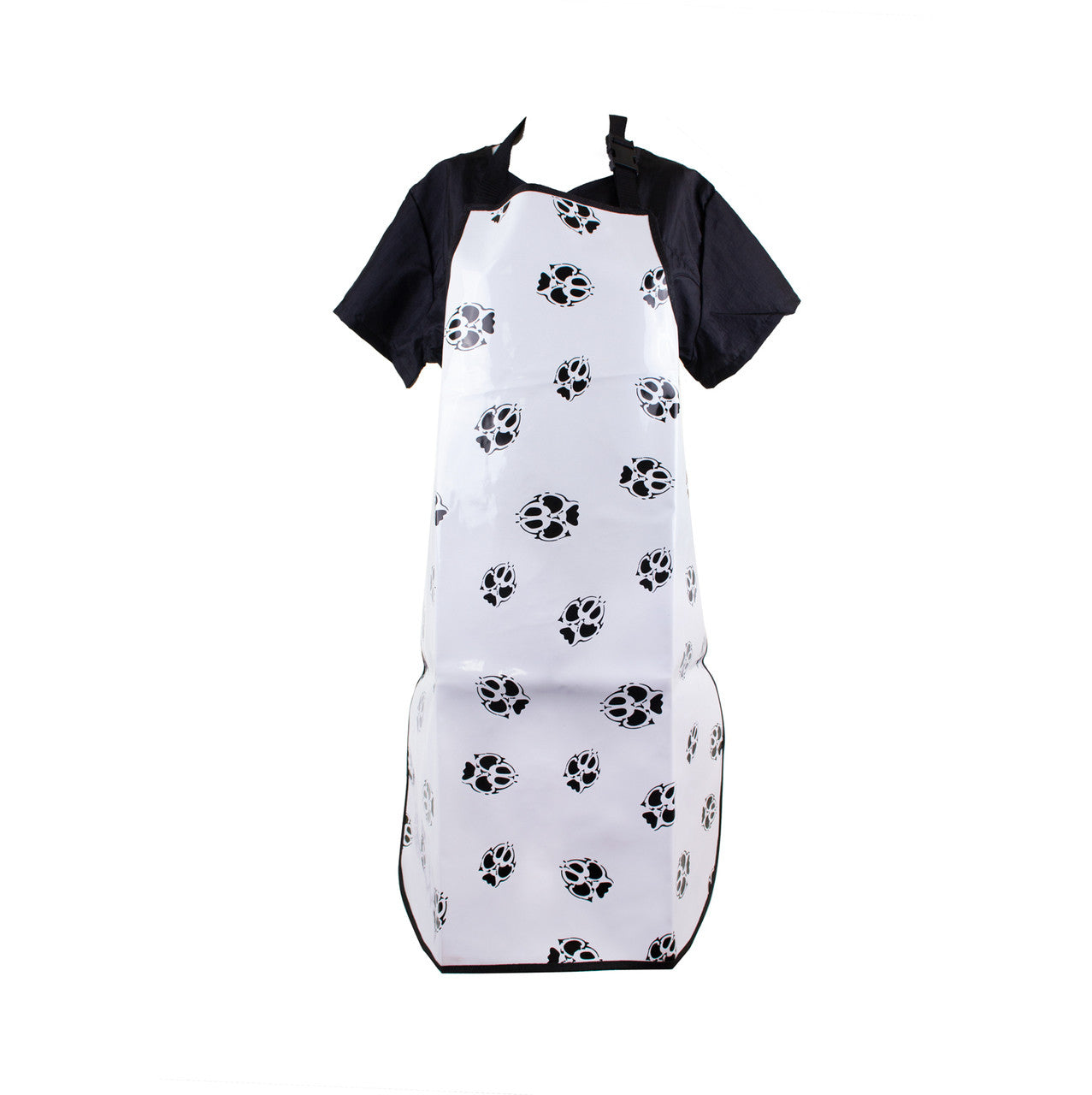 EZ Care Vinyl Grooming Apron, White with Paw Prints