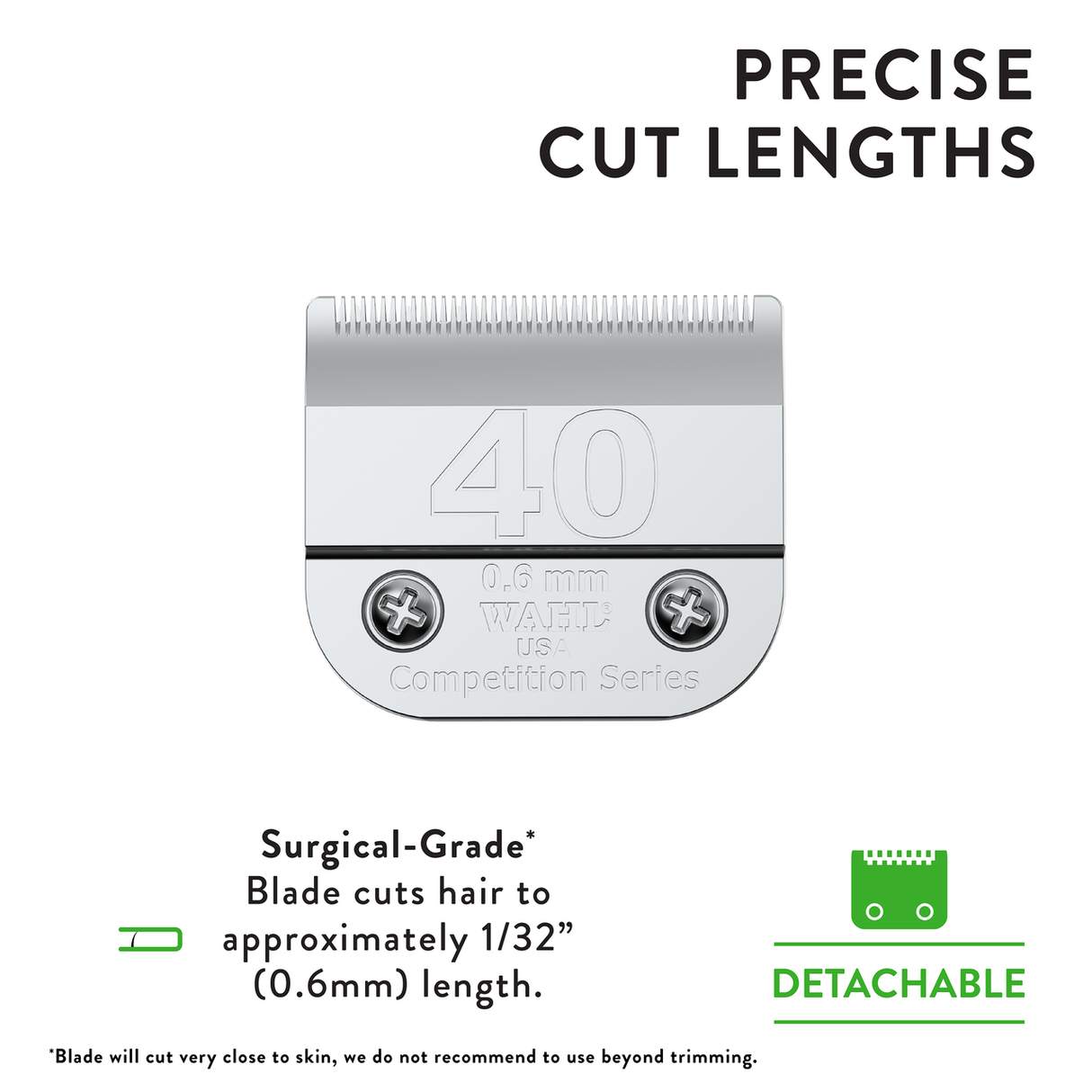Wahl Competition Series Blade, Size 40 Precise Cut Lengths