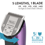 Wahl Bravura Lithium 5-in-1 Clipper, Purple Blade Specs