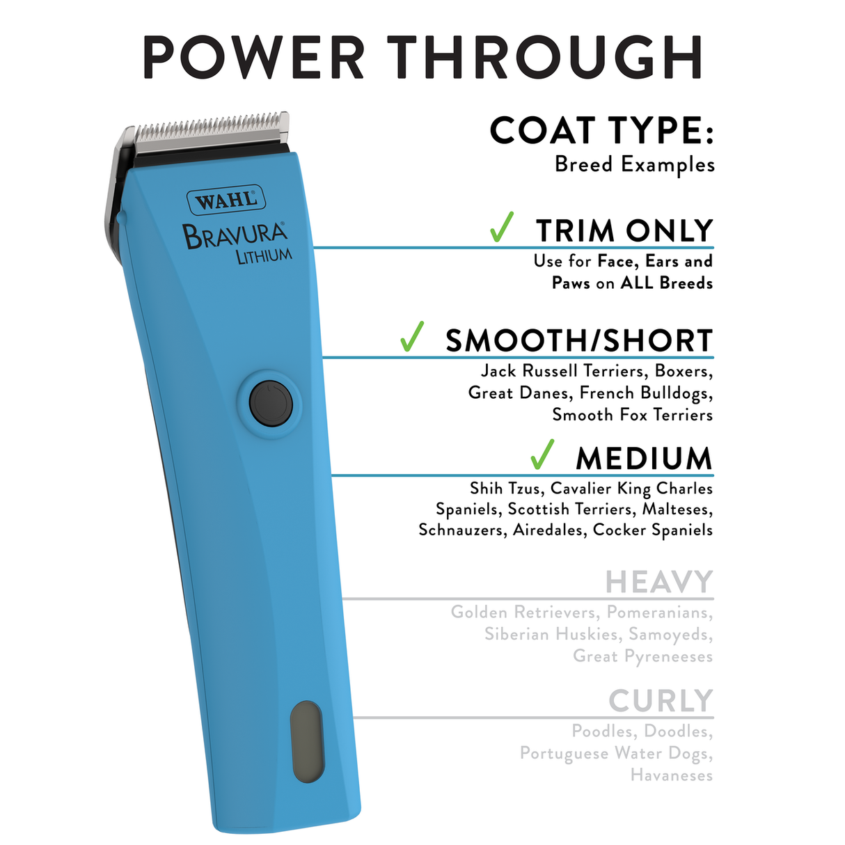 Wahl Bravura Lithium 5-in-1 Clipper, Turquoise Power Specs