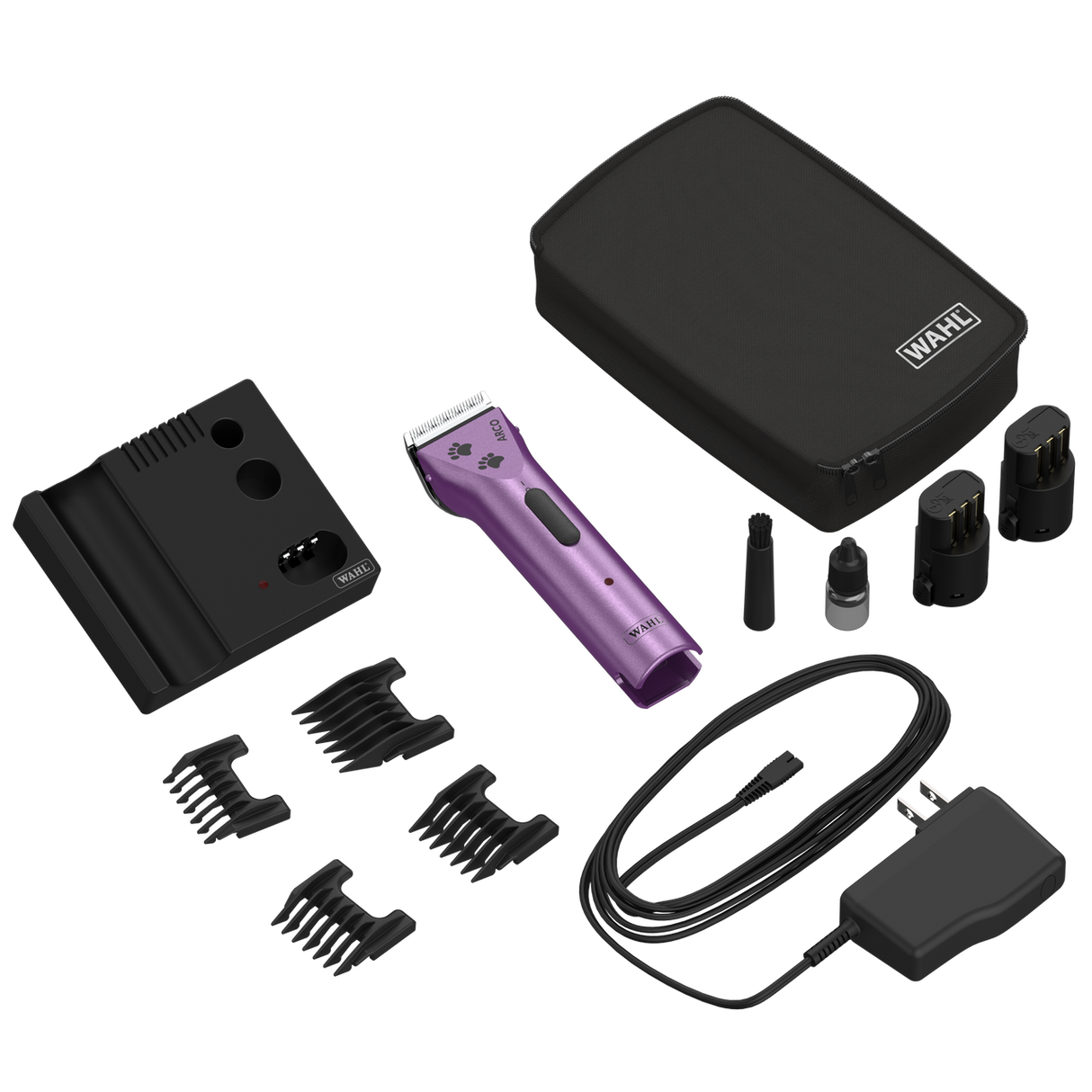 Wahl Arco 5-in-1 Clipper, Purple with Paw Prints Bundle