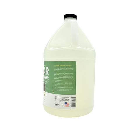 Side view of Bark2Basics Dog Ear Cleaner gallon jug, showcasing product label with ingredients and description