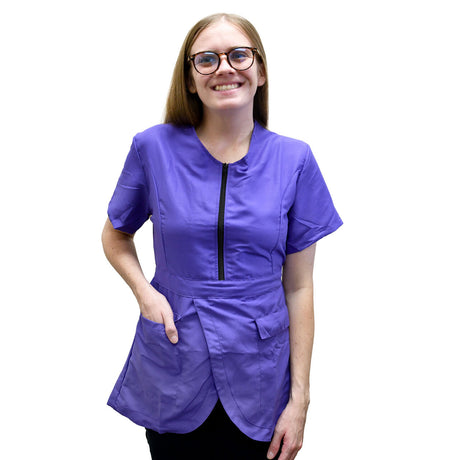 EZCare Half-Zip Tieback Smock Purple