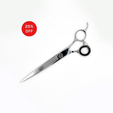 Closed view of Monk Black 7.5" Straight Shear with 25% off sale badge