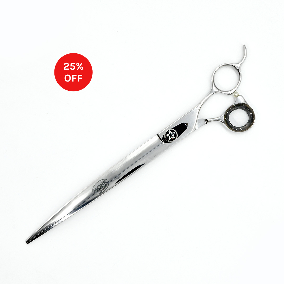 Closed view of Monk Black 9.5" Curved Shear with 25% off sale badge