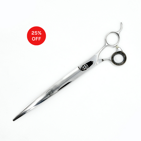 Closed view of Monk Black 9.5" Curved Shear with 25% off sale badge