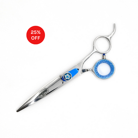 Closed view of Monk Blue 6.5" Curved Shear with 25% off sale badge