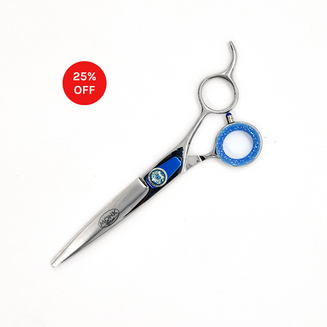Closed view of Monk Blue 6.5" Straight Shear with 25% off sale badge