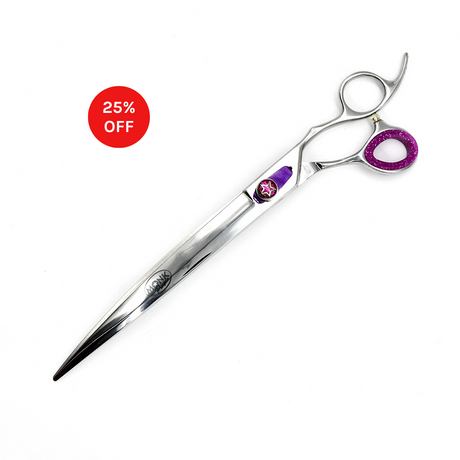 Closed view of Monk Purple 9.5" Curved Shear with 25% off sale badge