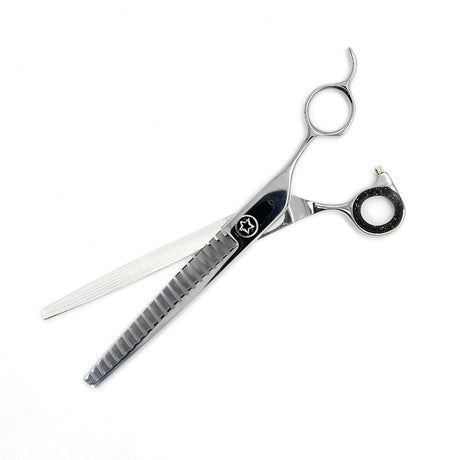 Open view of Monk Black 8.25" 21-Tooth Blending Shear
