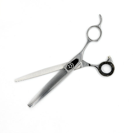 Open view of Monk Black 7" 48-Tooth Thinning Shear