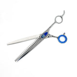 Open view of Monk Blue 8.5" 21-Tooth Blending Shear