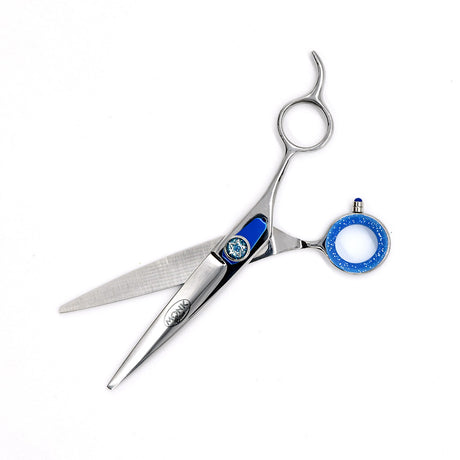 Open view of Monk Blue 6.5" Straight Shear