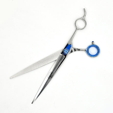 Open view of Monk Blue 8.5" Straight Shear