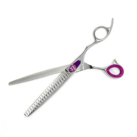 Open view of Monk Purple 8.25" 21-Tooth Blending Shear
