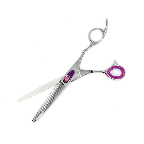 Open view of Monk Purple 7" 46-Tooth Thinning Shear