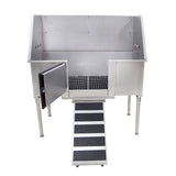 Petology Lux Grooming Stationary Stainless Steel Tub, 48"x24" Door Opened