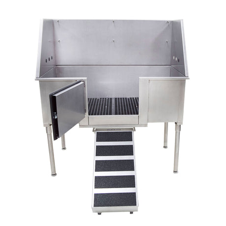 Petology Lux Grooming Stationary Stainless Steel Tub, 48"x24" Door Opened