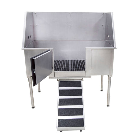 Petology Grooming Stationary Stainless Steel Tub USA 58" x 24" Door Open