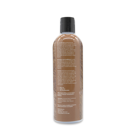 Back view of The Coat Handler All-Purpose Coat Conditioner 16 oz bottle, showcasing product label with ingredients and description