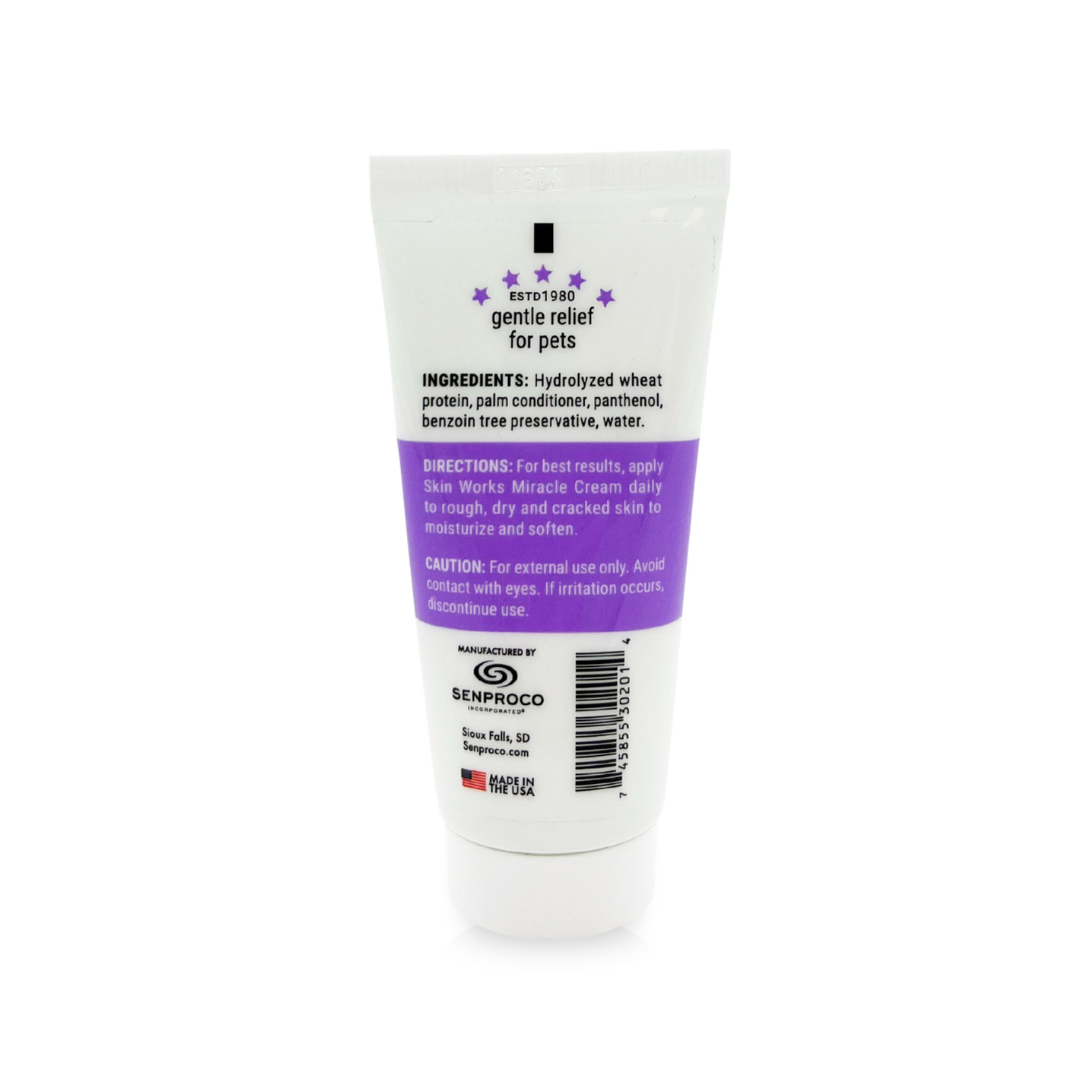 Back view of The Skin Works 2 oz tube, showcasing product label with ingredients and directions