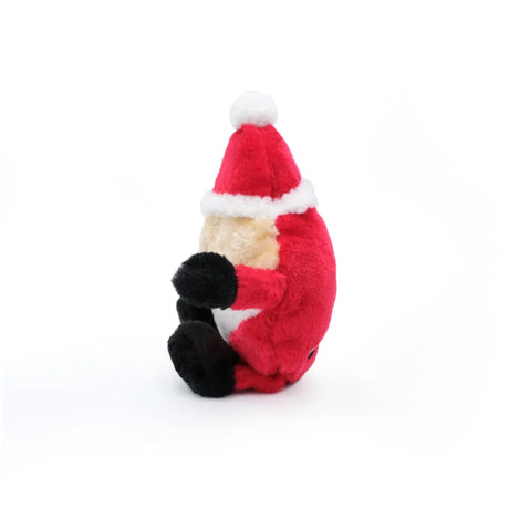 Side view of ZippyPaws Holiday Brainey Santa Toy on white background