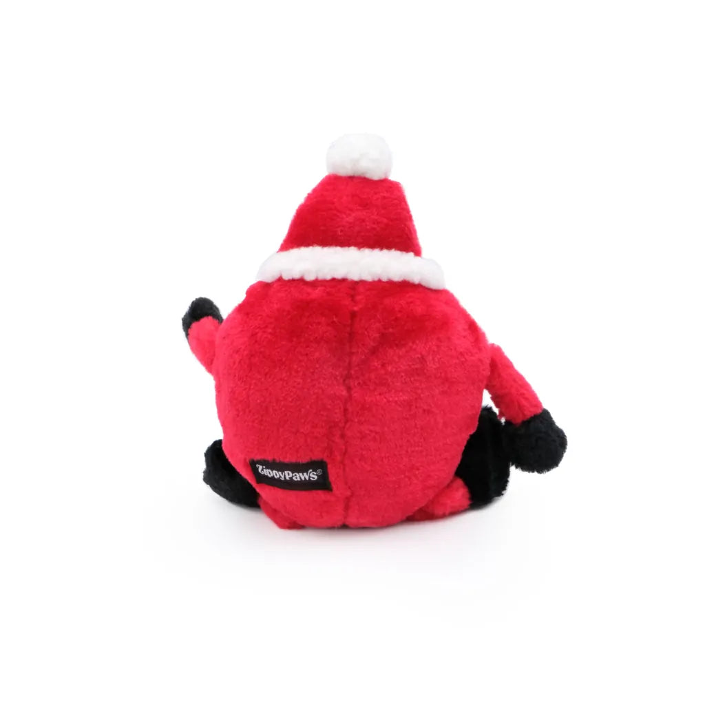 Back view of ZippyPaws Holiday Brainey Santa Toy on white background