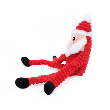 Side view of Small ZippyPaws Santa Holiday Crinkle Toy on white background