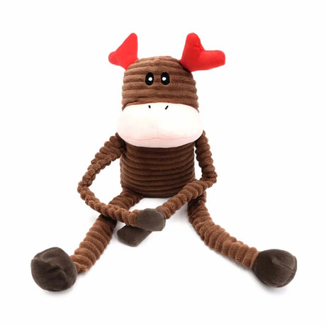 Large ZippyPaws Reindeer Holiday Crinkle Dog Toy shown on white background