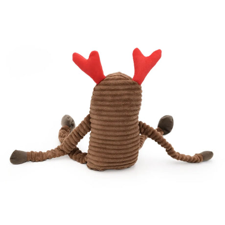 Back view of Large ZippyPaws Reindeer Holiday Crinkle Dog Toy on white background
