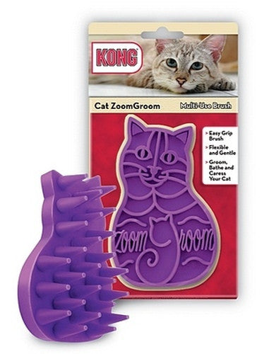 KONG Cat ZoomGroom Rubber Brush, Purple Packaging