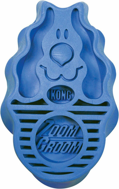 KONG ZoomGroom Rubber Curry Brush for Dogs, Boysenberry