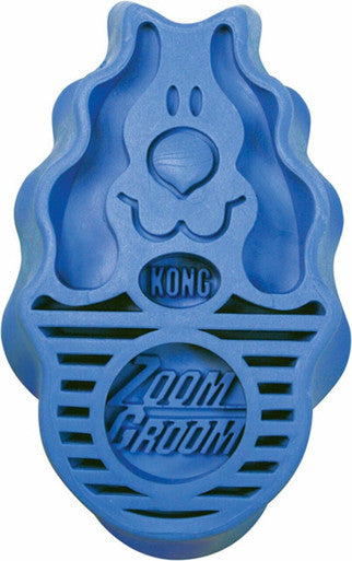 KONG ZoomGroom Rubber Curry Brush for Dogs, Boysenberry
