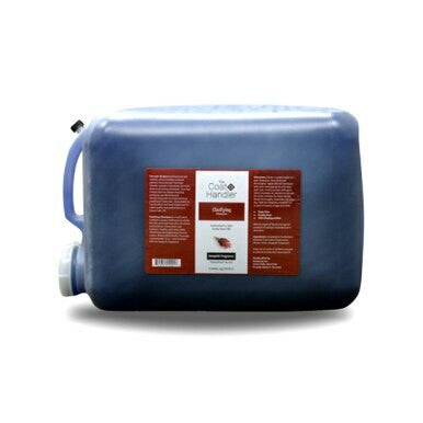 5 gallon jug of The Coat Handler Clarifying Shampoo, showcasing product label with ingredients and description