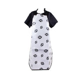 EZ Care Vinyl Grooming Apron, White with Paw Prints