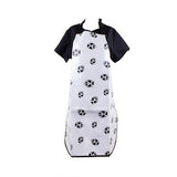 ezCare Vinyl Grooming Apron, White with Paw Prints