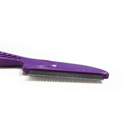 Close-up of the teeth of SureGrip Handled Flea Comb on a white background