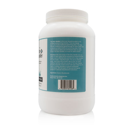 Side view of The Odor Handler 9.5 lb container, showcasing product label with ingredients and description