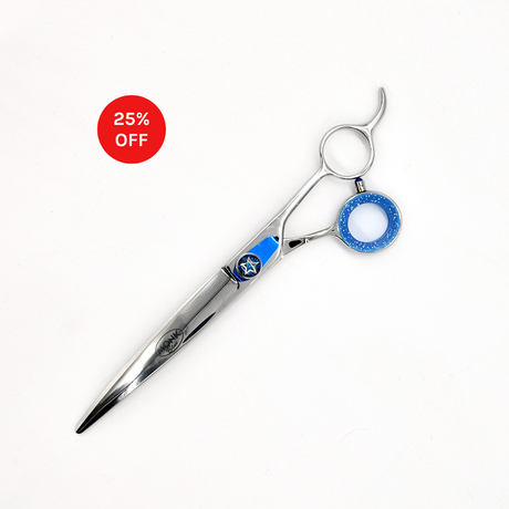 Closed view of Monk Blue 7.5" Curved Shear with 25% off sale badge