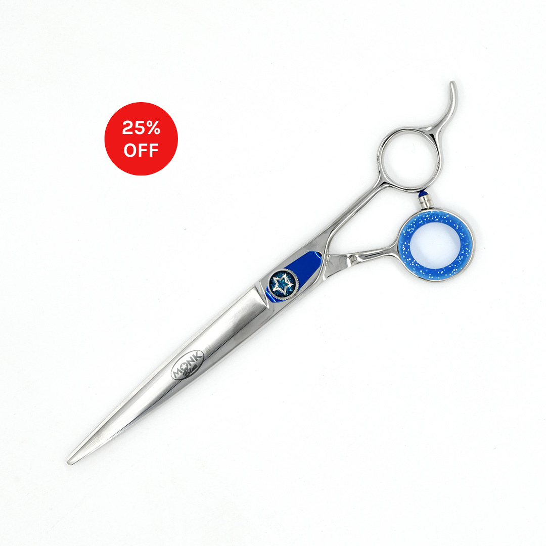 Closed view of Monk Blue 7.5" Straight Shear with 25% off sale badge
